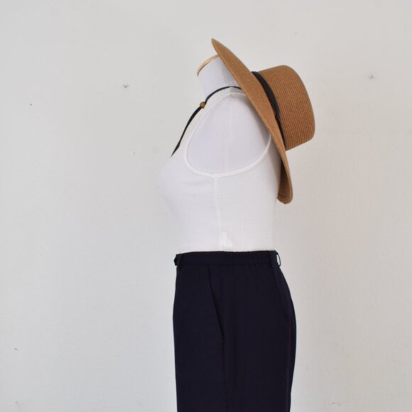 Vintage 90s Navy Poly/Rayon/Spandex Flat Front Trousers |‎ 29 waist - Picture 3 of 9
